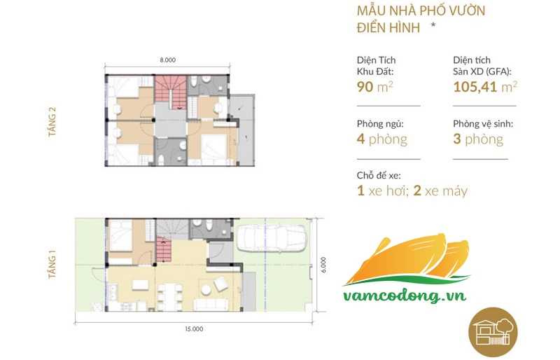 Mặt bằng nhà phố vườn