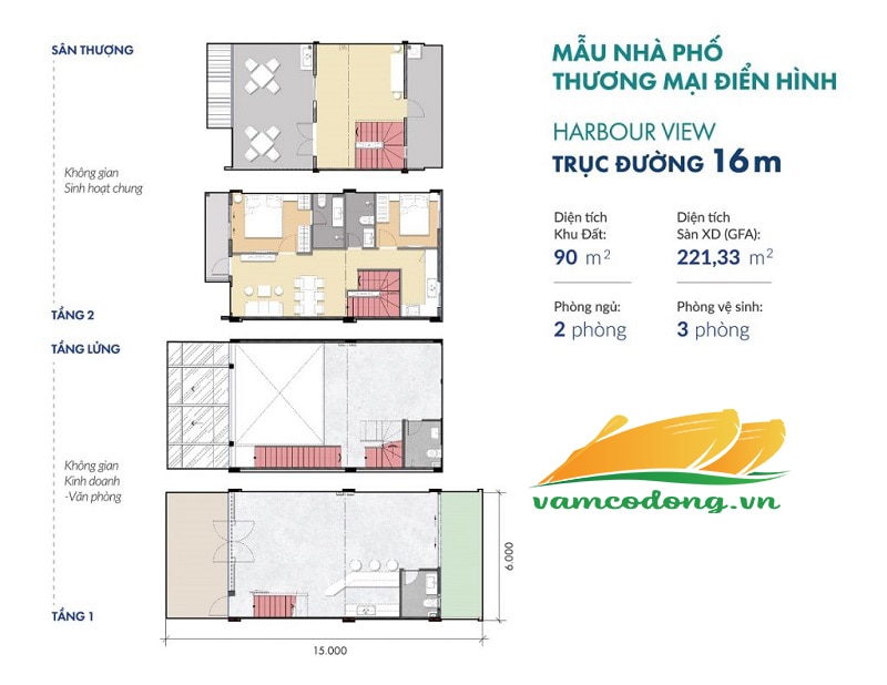 Mặt bằng shophouse trục đường 16m đối diện Habour