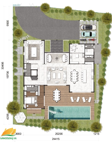 Thiết kế Riverfront Grand Villa mẫu VC6 tầng 1