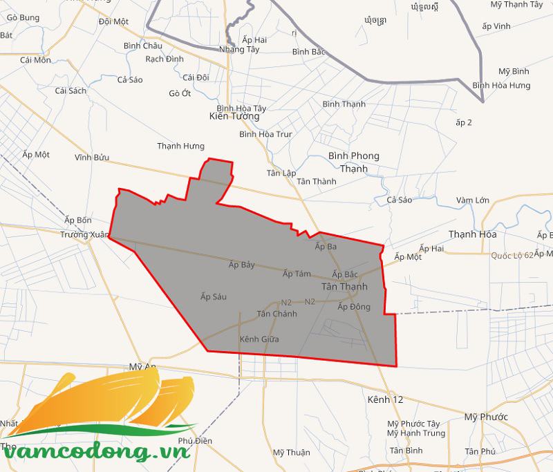 Bản đồ huyện Tân Thạnh