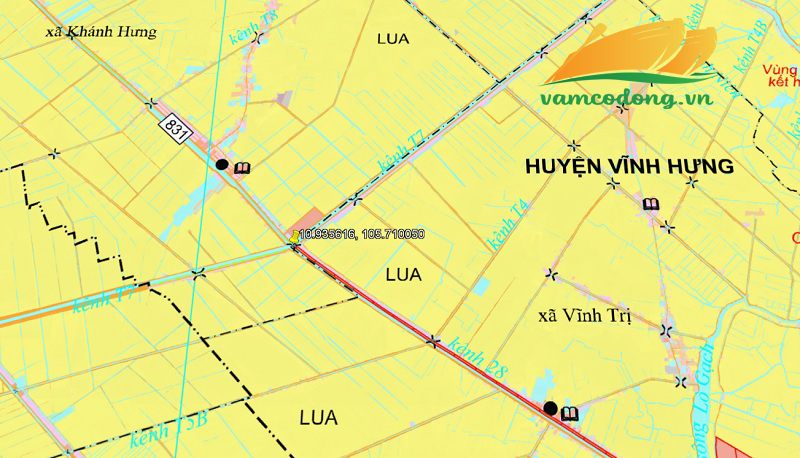 QLN1 kéo theo theo tuyến DT831 trên địa phận xã Vĩnh Trị đến tọa độ (10.935616, 105.710050) thì rẽ trái và mở mới hoàn toàn theo Kênh 7.