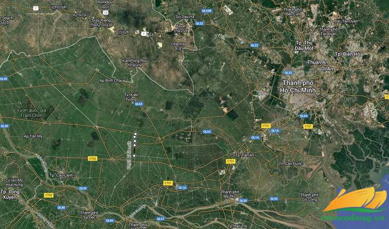 ình vẽ vệ tinh đường Tân Thạnh - Cái Bè