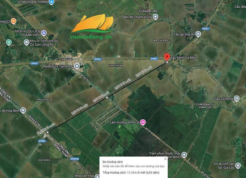 Hình vẽ vệ tinh đường cặp kênh Cả Môn