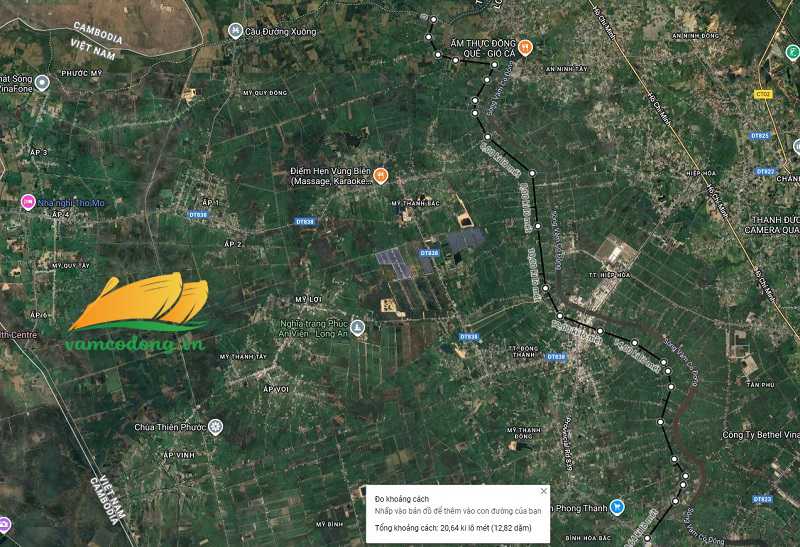 Hình vẽ vệ tinh đường bờ Tây sông Vàm Cỏ Đông