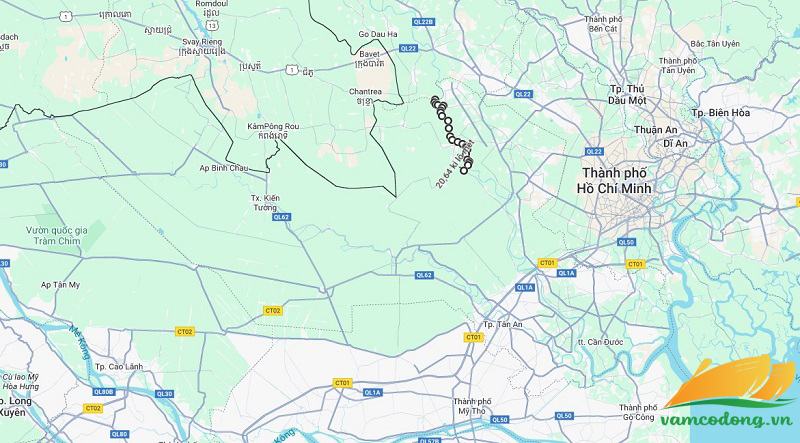 Hình vẽ vệ tinh đường bờ Tây sông Vàm Cỏ Đông