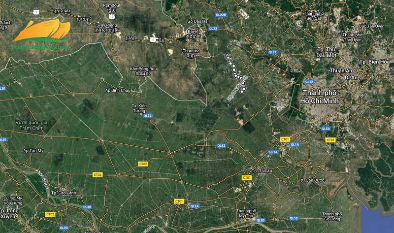 Hình vẽ vệ tinh đường bờ Tây sông Vàm Cỏ Đông