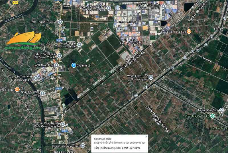 Hình vẽ vệ tinh đường kết nối Hải Sơn Tân Đô Võ Văn Kiệt nối dài