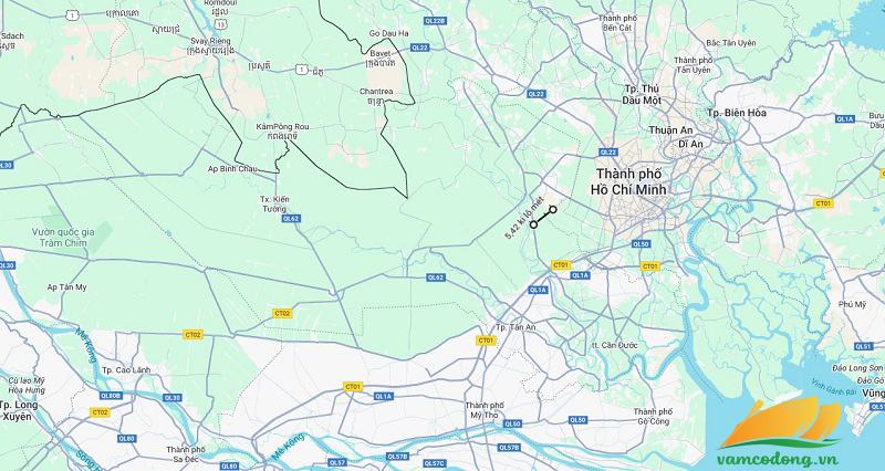 Hình vẽ vệ tinh đường kết nối Hải Sơn Tân Đô Võ Văn Kiệt nối dài