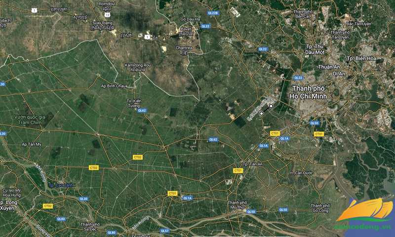 Hình vẽ vệ tinh đường kết nối Hải Sơn Tân Đô Võ Văn Kiệt nối dài