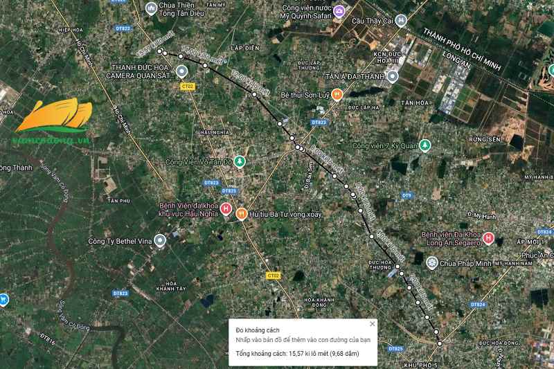 Hình vẽ vệ tinh đường Đức Hòa Thượng Tân Hội