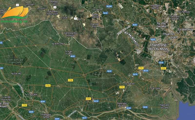 Hình vẽ vệ tinh đường Đức Hòa Thượng Tân Hội