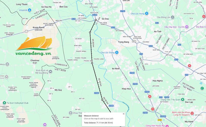 Trục kết nối Long An - T&acirc;n Ninh tr&ecirc;n địa phận hx&atilde; Phước Chỉ v&agrave; x&atilde; Bến Cầu (T&acirc;y Ninh)